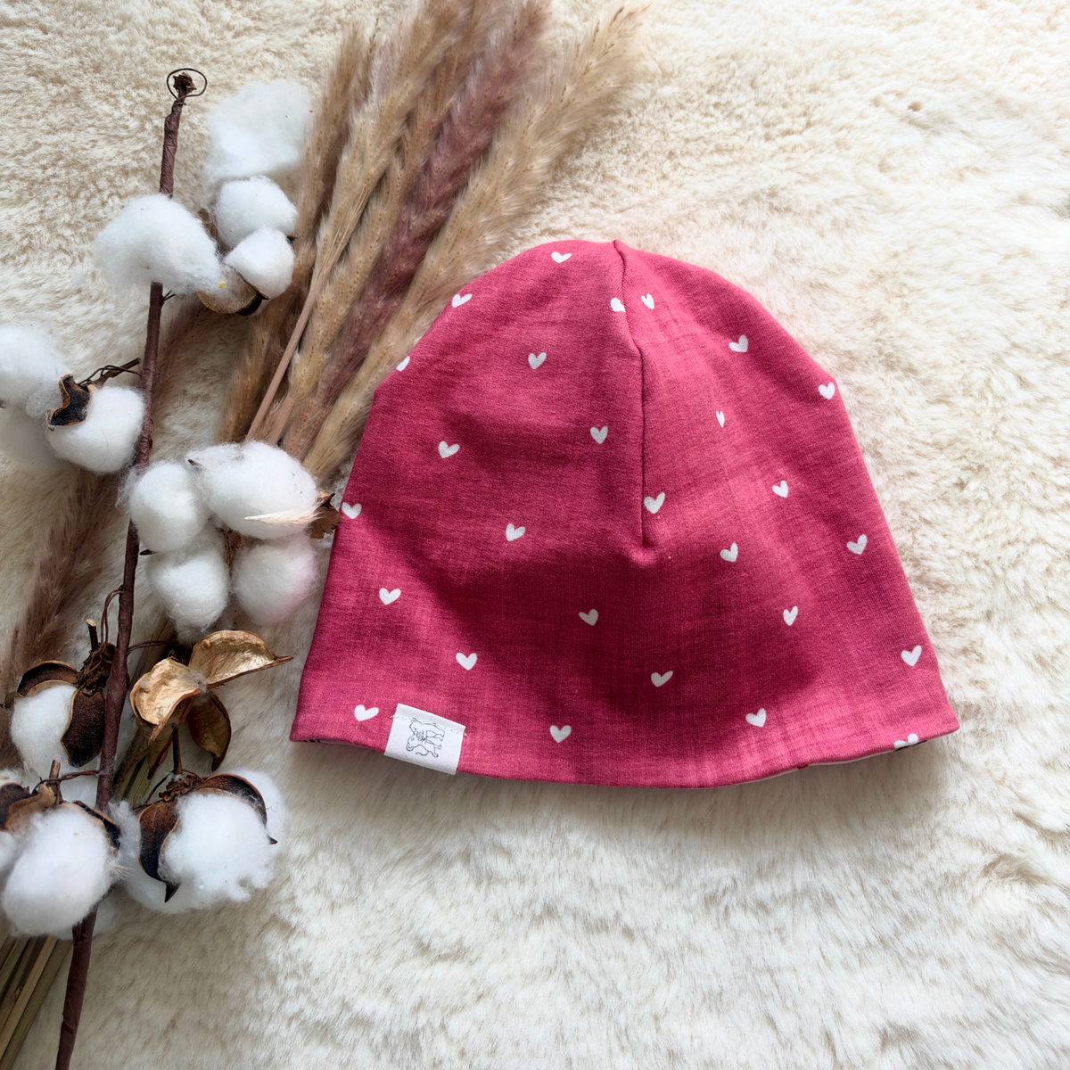Wendehaube Hexe rosa Bio Kopfumfang 50-52 von LAROAH