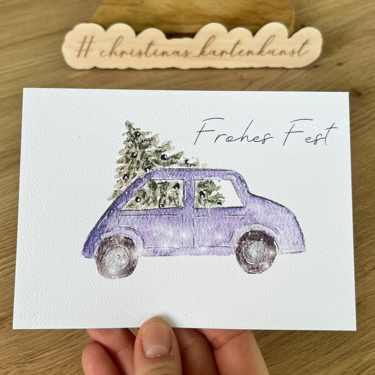 Grußkarte Frohes Fest Tannenbaum von Christinas Kartenkunst