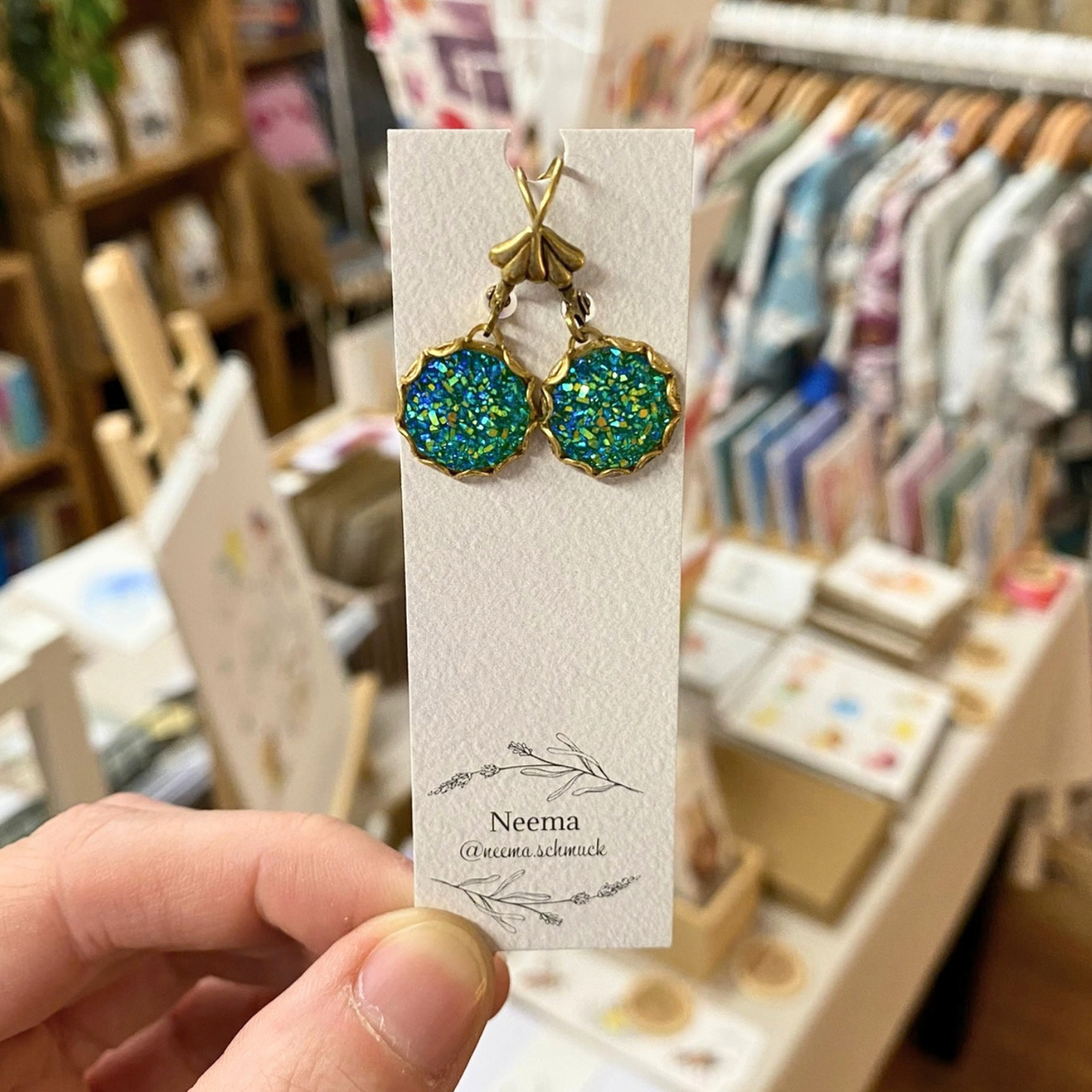 Ohrringe Glitzer Türkis (OriGlizTür) von Neema Schmuck