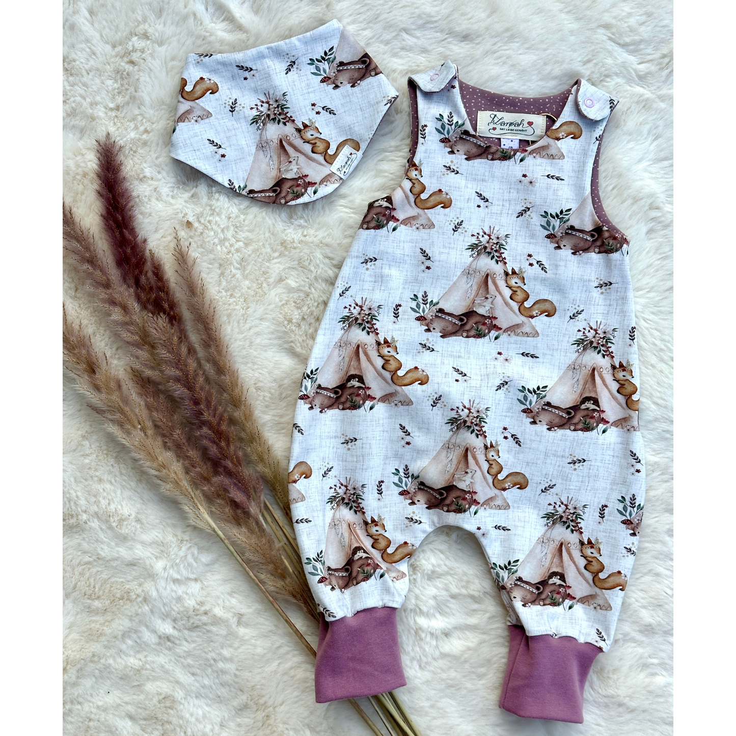 Baby-Set Strampler + Halstuch Wald Bio Größe von LAROAH