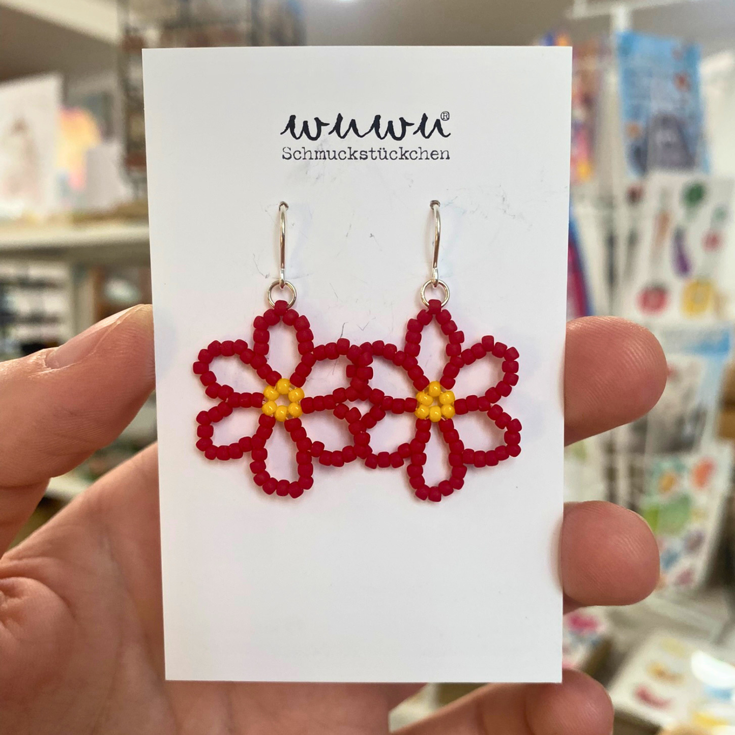 Ohrring rote Blume von Wuwu