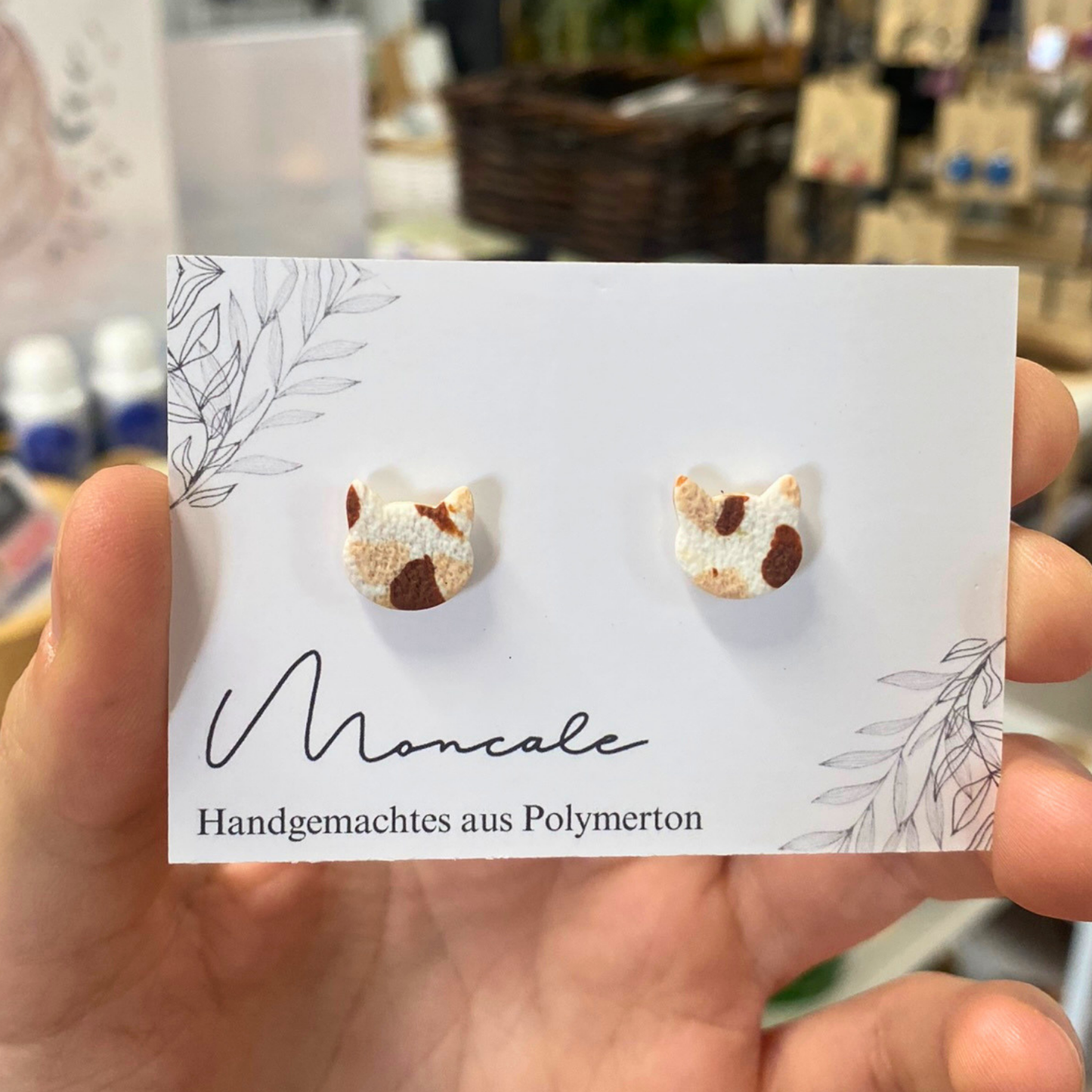 Ohrstecker Katze aus Polymerton von Moncale