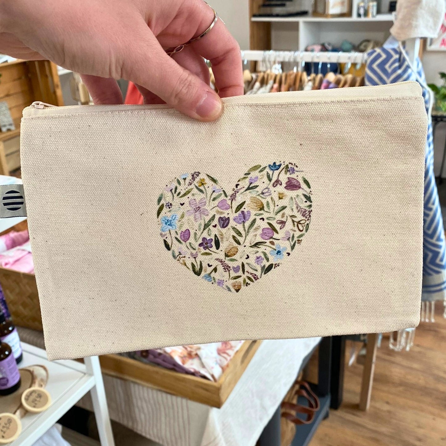 Stofftasche Blumenherz von Christinas Kartenkunst