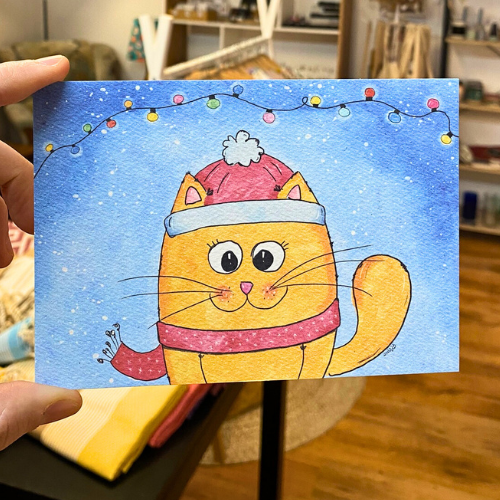 Weihnachtliche Gute Laune Karte Katze 2 von Wuwu