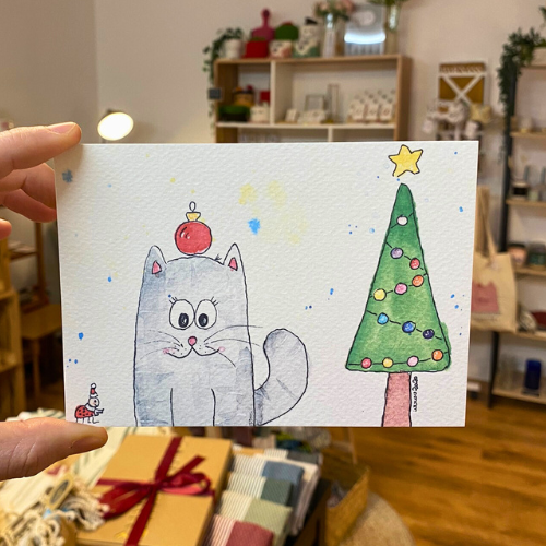 Weihnachtliche Gute Laune Karte Katze 1 von Wuwu
