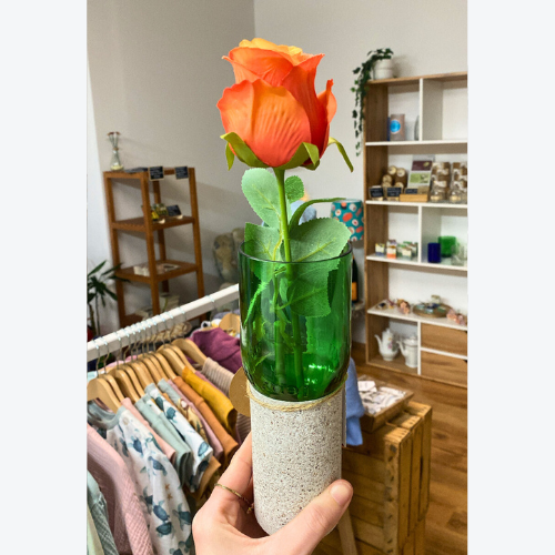 Upcycle Love - Beton Flaschenvase und Windlicht