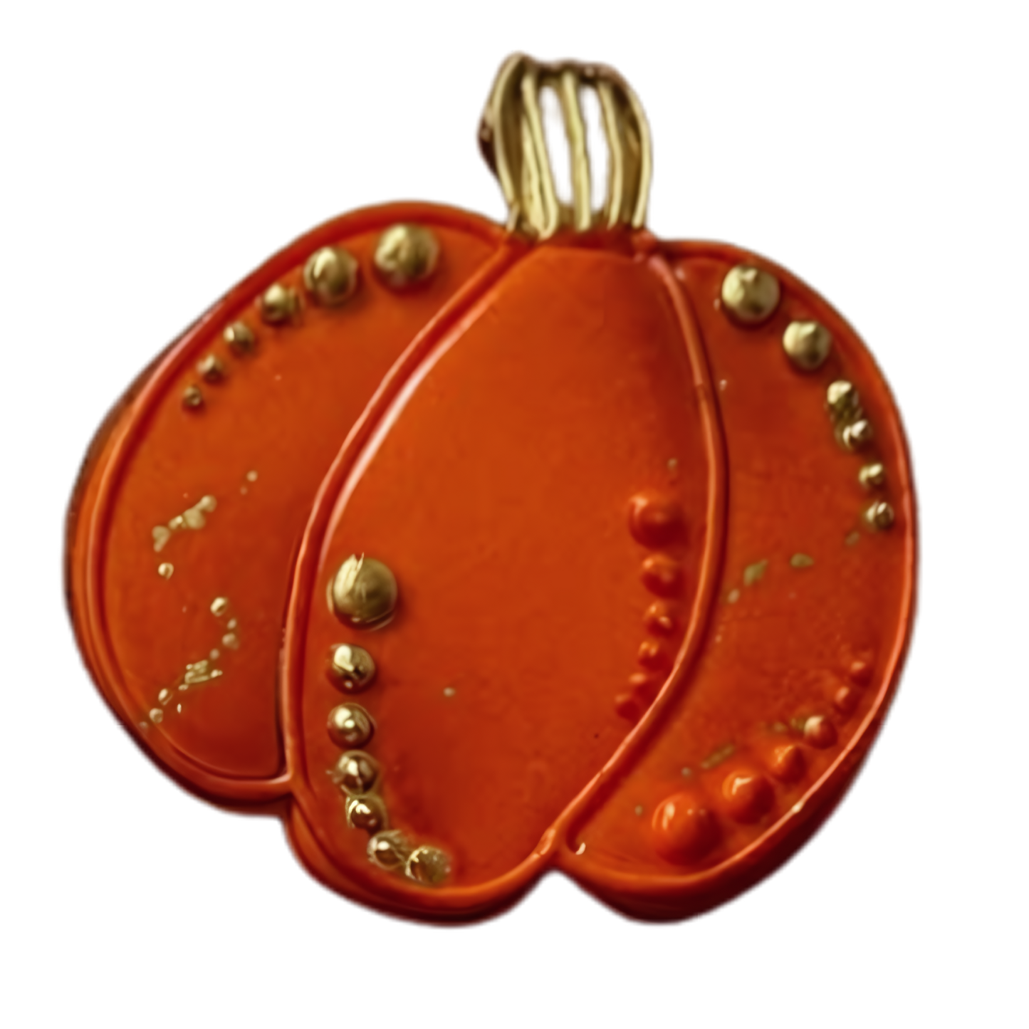 Handgemachter Lebkuchen in Kürbisform von Ginger Glow – kunstvoll verziert mit oranger Glasur und goldenen Details, hergestellt in Wien.