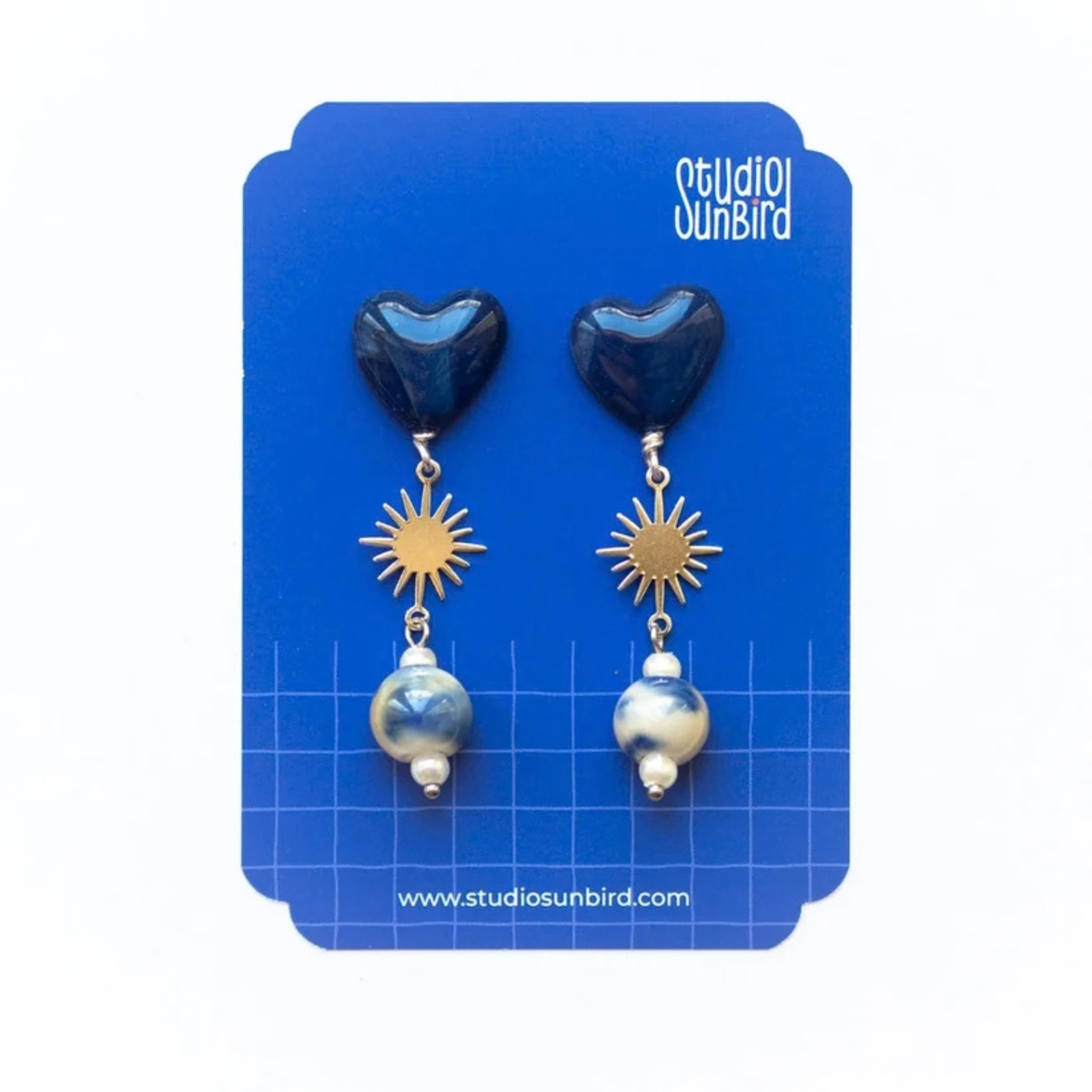 Ohrstecker Herz & Sonne gold von Studio Sunbird