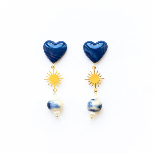 Ohrstecker Herz & Sonne gold von Studio Sunbird