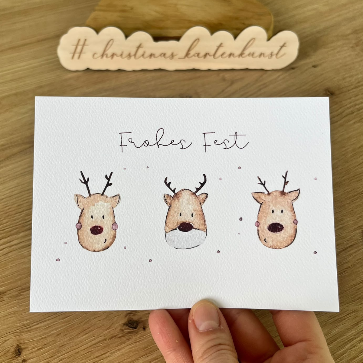 Grußkarte Frohes Fest Rentiere von Christinas Kartenkunst