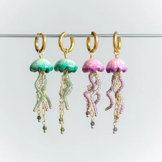 Ohrringe Quallen rosa gold von Studio Sunbird