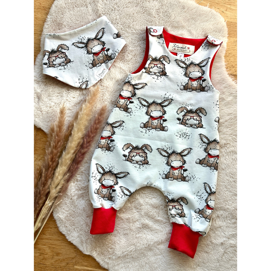 Baby-Set Strampler + Halstuch Esel Bio Größe 62 von LAROAH