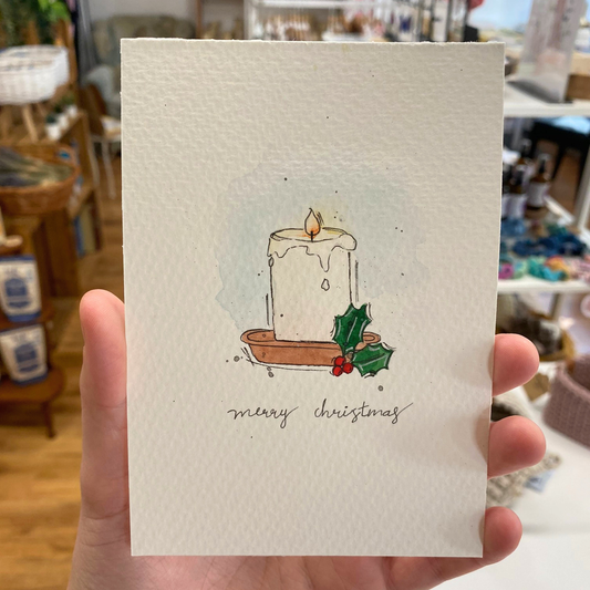 Handbemalte Weihnachtskarte – Merry Christmas | Liebevolle Grußkarte & Unikat von books by yen