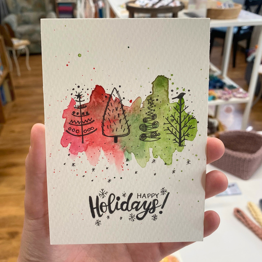 Handbemalte Weihnachtskarte – Holidays | Liebevolle Grußkarte & Unikat von books by yen