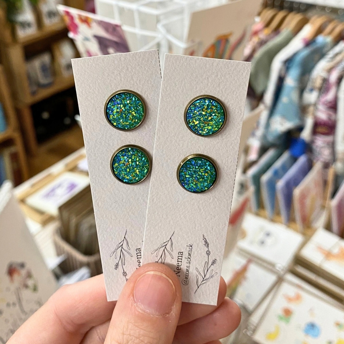 Ohrstecker Glitzer Türkis (OstGlizTür) von Neema Schmuck