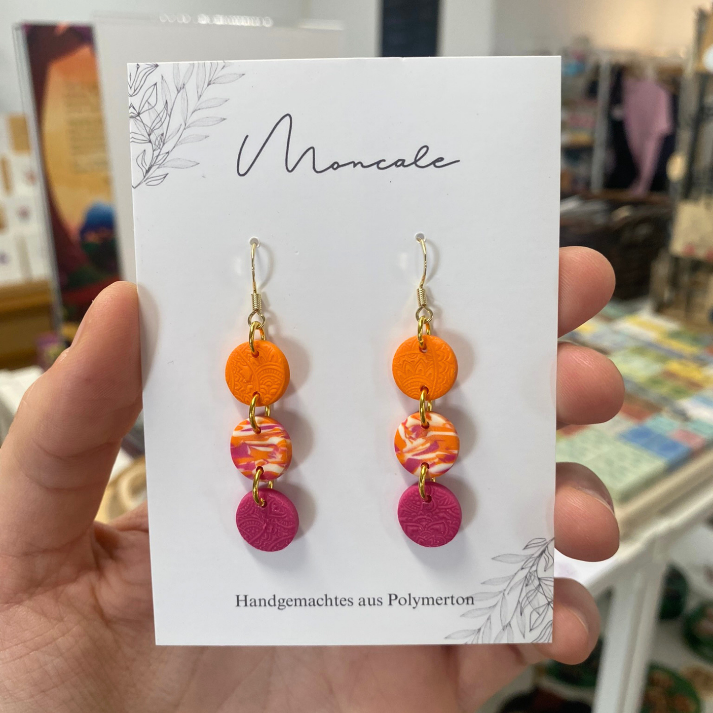 Ohrhänger orange pink aus Polymerton von Moncale