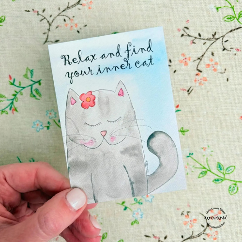 Relax and find your inner cat - Grußkarte mit Kuvert von Wuwu