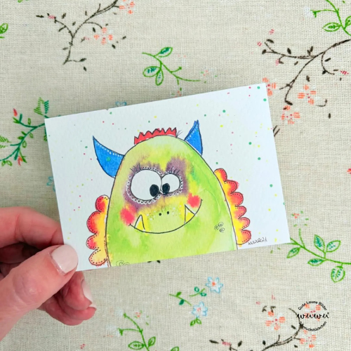 Monster - Minigrußkarte mit Kuvert von Wuwu