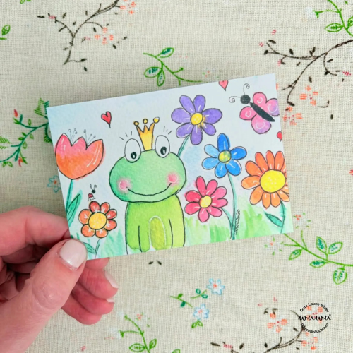 Frosch - Grußkarte mit Kuvert von Wuwu