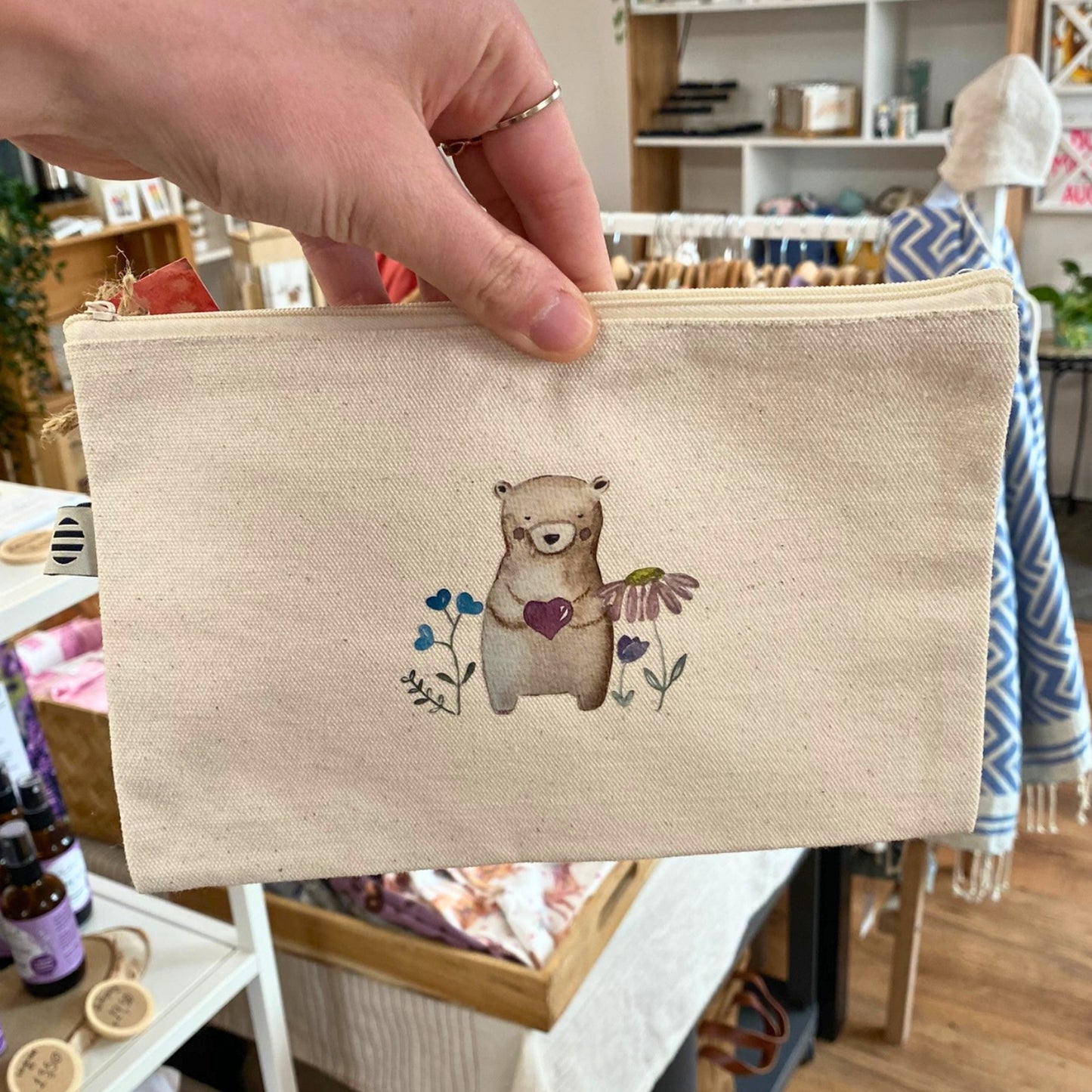 Stofftasche Bär mit Herz von Christinas Kartenkunst