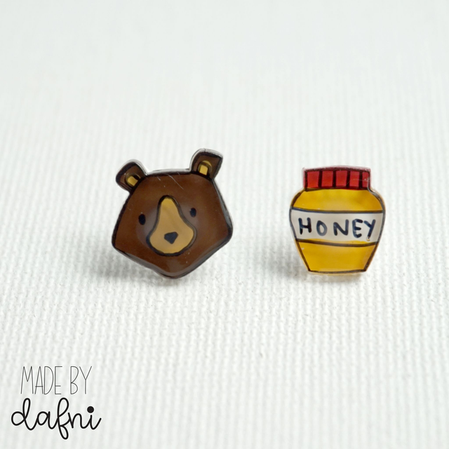 Ohrstecker Bär und Honig von madebydafni