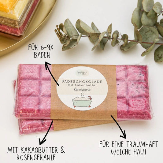 Badeschokolade Rosengeranie von Naturotheke