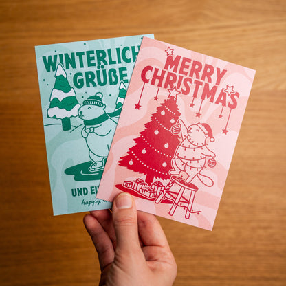 Weihnachtliche Murmeltier Grußkarten von dizzylines