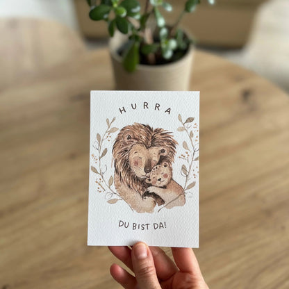 Grußkarte Geburt Löwe von Christinas Kartenkunst