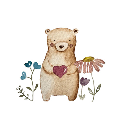 Bügelbild Bär mit Blumen von Christinas Kartenkunst