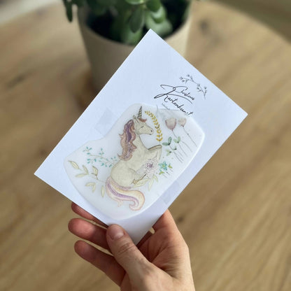 Bügelbild Einhorn liegend von Christinas Kartenkunst