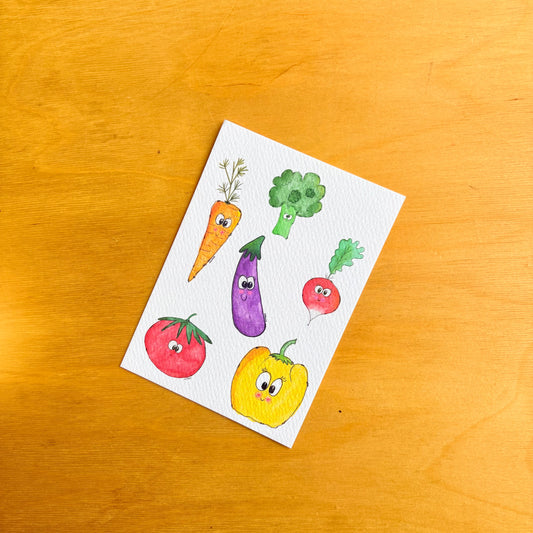 Gemüse - Grußkarten mit Kuvert von Wuwu